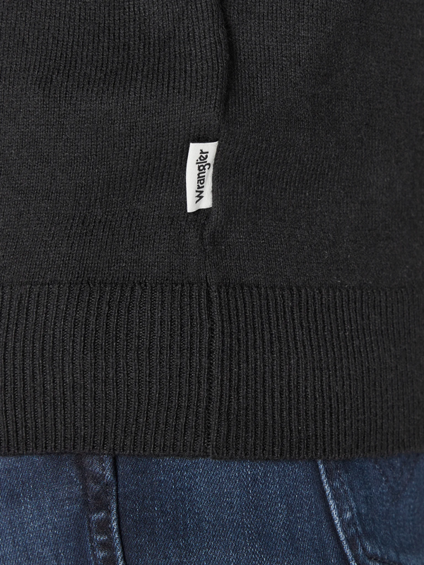 WRANGELR CREWNECK KNIT MĘSKI SWETER ELEGANCKI CIEPŁY LOGO REAL BLACK 112343108