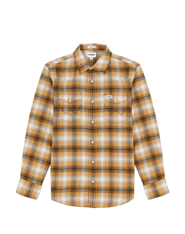 WRANGELR LS WESTERN SHIRT MĘSKA KOSZULA W KRATĘ GOLDEN OAK 112341159