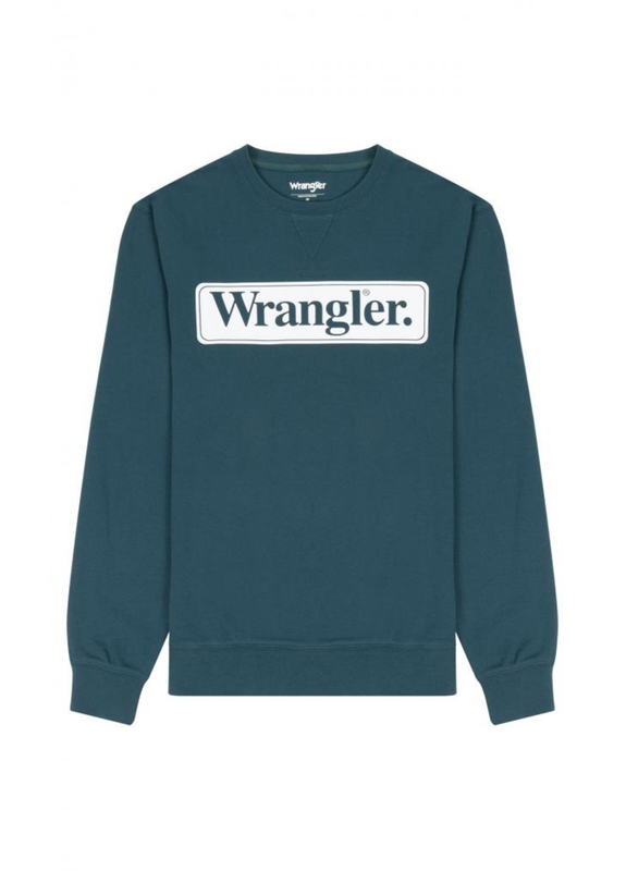 WRANGELR SEASONAL CREW MĘSKA BLUZA NIEROZPINANA LOGO DEEP TEAL GREEN 112341199