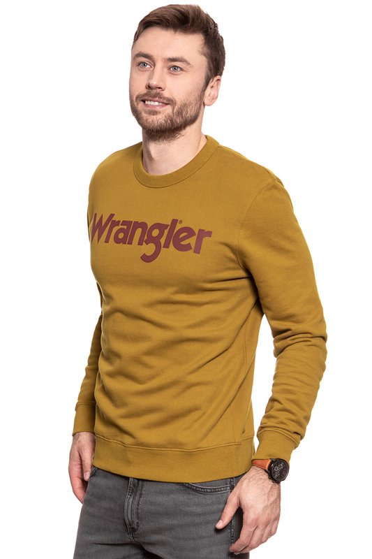 WRANGLER BLUZA LOGO CREW GOLDEN BROWN W6585I7VQ