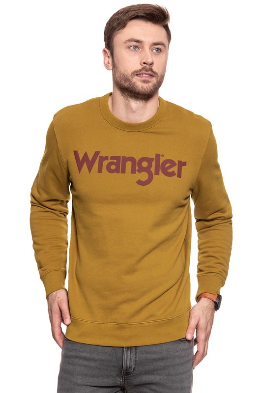 WRANGLER BLUZA LOGO CREW GOLDEN BROWN W6585I7VQ