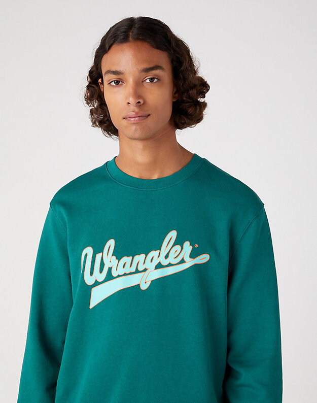 WRANGLER CREW NECK MĘSKA BLUZA BEZ KAPTURA LOGO CIEPŁA BAYBERRY GREEN W6H0I3G26