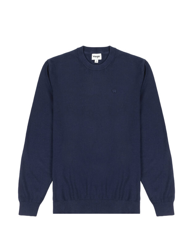 WRANGLER CREWNECK KNIT MĘSKI SWETER ELEGANCKI CIEPŁY LOGO NAVY 112343109