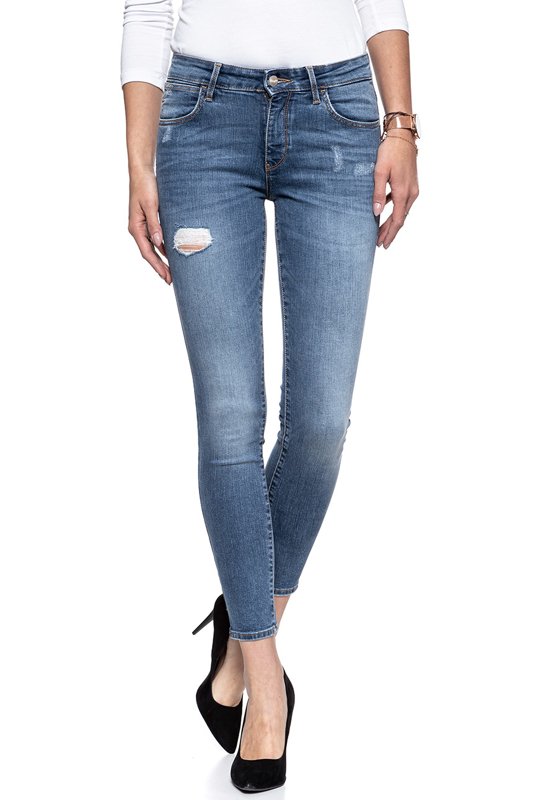 WRANGLER CROP SKINNY DAMAGED BLUE W28MLU86J