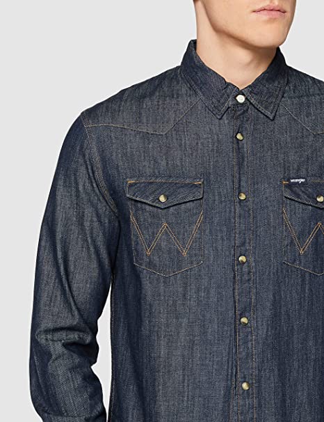 WRANGLER DENIM WESTERN SHIRT MĘSKA KOSZULA JEANSOWA DARK INDIGO W5M12AX1E