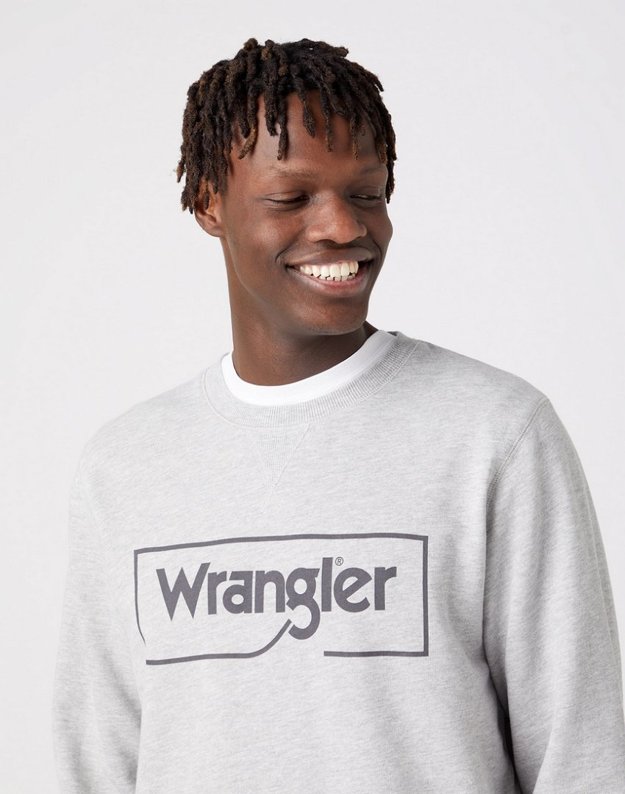 WRANGLER FRAME LOGO CREW MĘSKA BLUZA NADRUK MID GREY W662HAX37