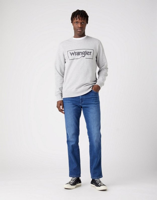 WRANGLER FRAME LOGO CREW MĘSKA BLUZA NADRUK MID GREY W662HAX37