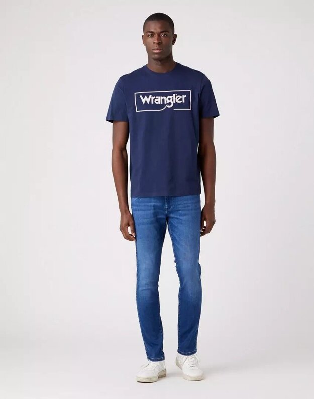 WRANGLER FRAME LOGO TEE MĘSKI T-SHIRT KOSZULKA NADRUK NAVY W70JD3114