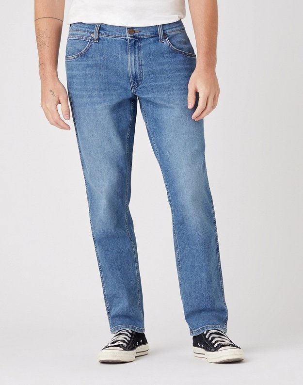 WRANGLER GREENSBORO MĘSKIE SPODNIE JEANSOWE DUSKY CLOUD W15QYJ38R