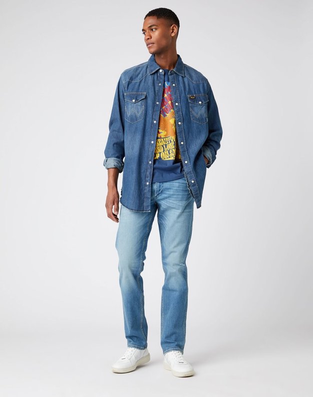 WRANGLER GREENSBORO MĘSKIE SPODNIE JEANSOWE DUSTY DEVIL W15QC4665