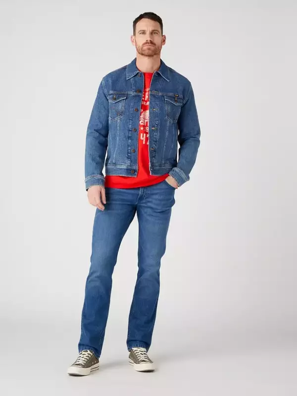 WRANGLER GREENSBORO MĘSKIE SPODNIE JEANSOWE JEANSY ARIES BLUE W15QAG42A