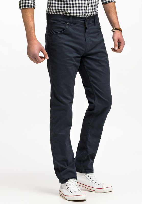 WRANGLER GREENSBORO MĘSKIE SPODNIE MATERIAŁOWE CHINO CHINOSY MARINE NAVY W15QOFB14