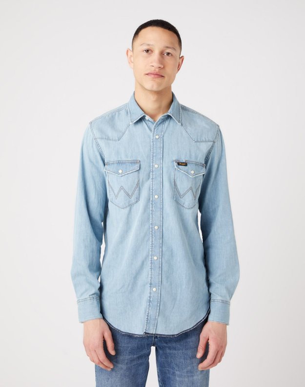 WRANGLER HERITAGE SHIRT MĘSKA KOSZULA JEANSOWA ICY W5D1NC243