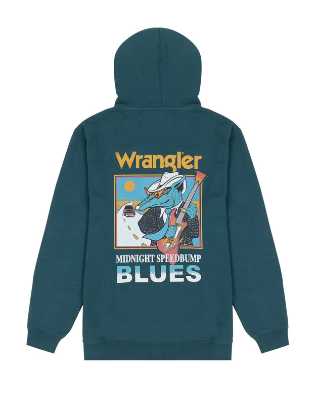 WRANGLER HOODIE MĘSKA BLUZA Z KAPTUREM LOGO DEEP TEAL 112341222