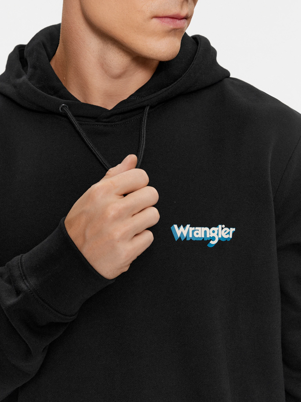 WRANGLER HOODIE MĘSKA BLUZA Z KAPTUREM WASHED BLACK 112343376