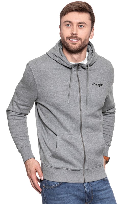 WRANGLER HOODIE ZIP GREY MARL W6588HYVB