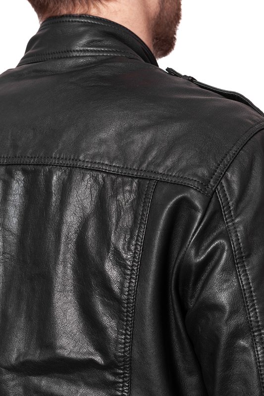 WRANGLER LEATHER JACKET BLACK W4449ZI01