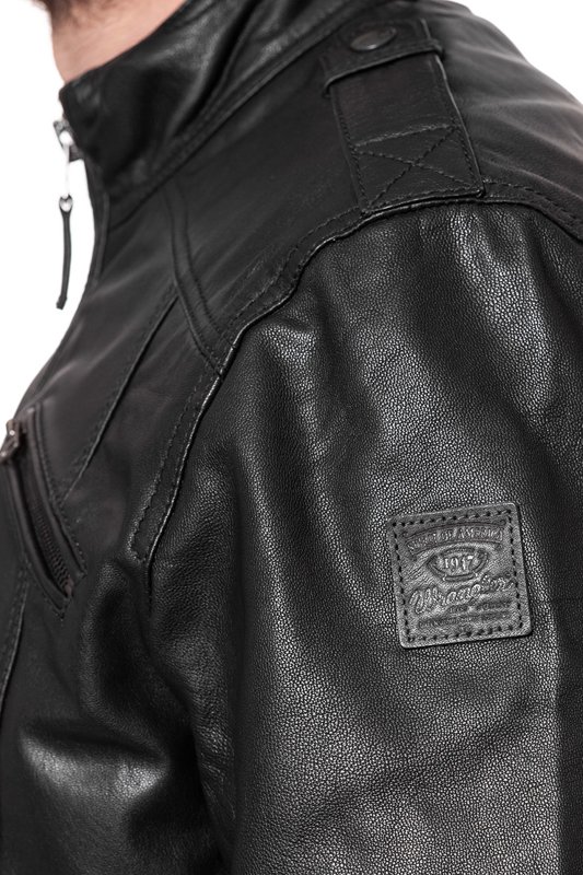 WRANGLER LEATHER JACKET BLACK W4449ZI01