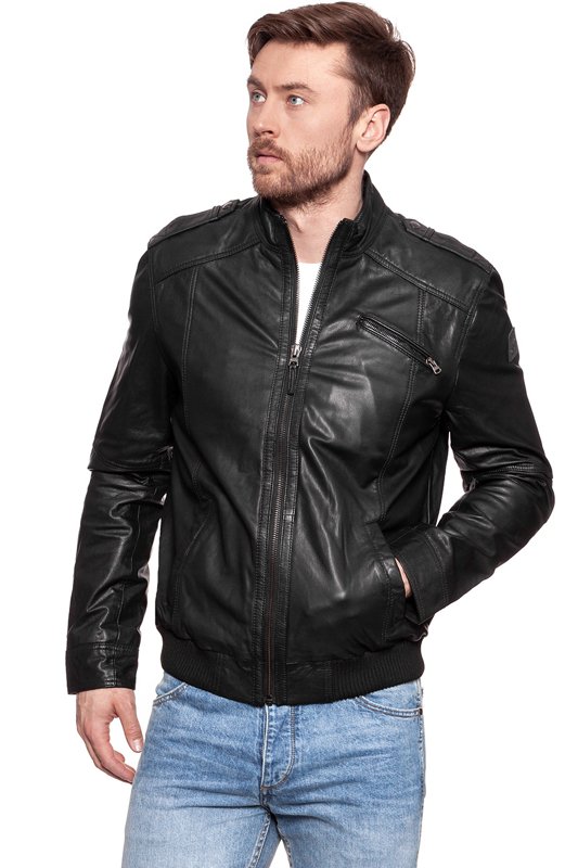 WRANGLER LEATHER JACKET BLACK W4449ZI01