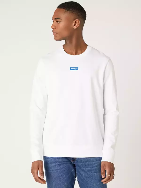 WRANGLER LOGO CREW MĘSKA BLUZA LOGO WHITE W6C0HL989