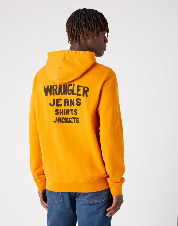 WRANGLER LOGO HOODIE MĘSKA BLUZA Z KAPTUREM NIEROZPINANA KAPTUR GOLDEN W656I4H43