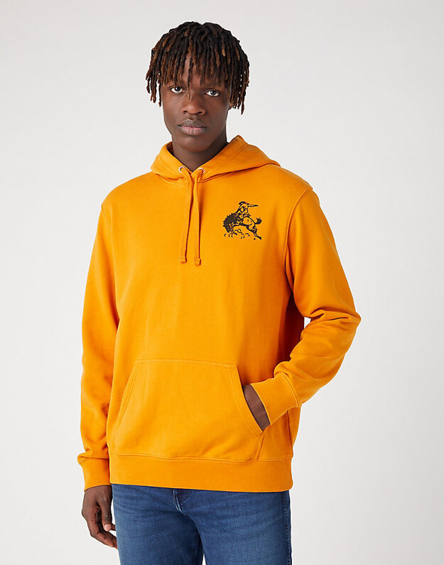 WRANGLER LOGO HOODIE MĘSKA BLUZA Z KAPTUREM NIEROZPINANA KAPTUR GOLDEN W656I4H43