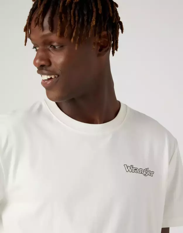 WRANGLER LOGO TEE MĘSKI T-SHIRT KOSZULKA NADRUK WORN WHITE W7BMEEW02