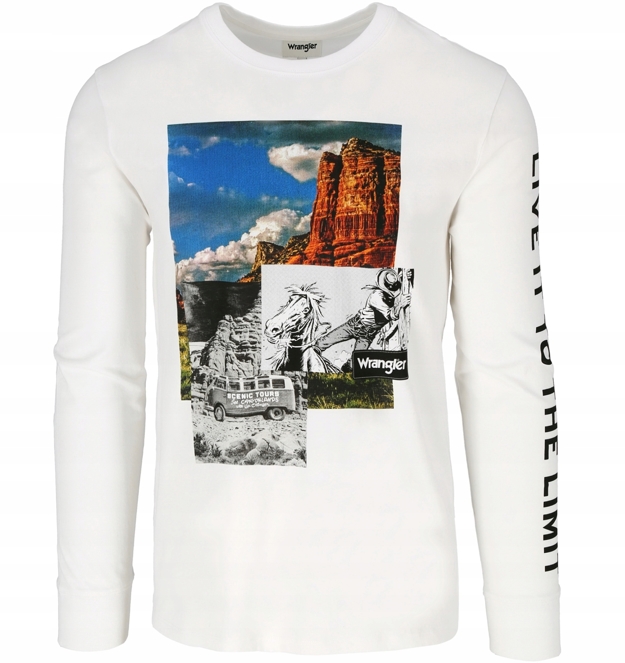 WRANGLER LS COWBOY COOL TEE MĘSKI LONGSLEEVE KOSZULKA Z DŁUGIM RĘKAWEM WHITE W7G8FG989