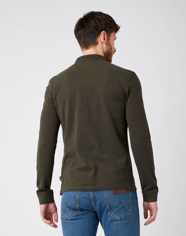 WRANGLER LS REFINED POLO MĘSKA KOSZULKA POLO IVY GREEN W7MRKHXIX