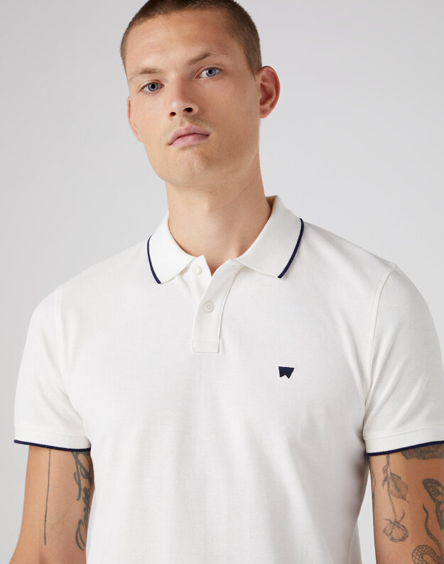 WRANGLER POLO SHIRT MĘSKA KOSZULKA POLO POLÓWKA LOGO WORN WHITE W7BHK4W02