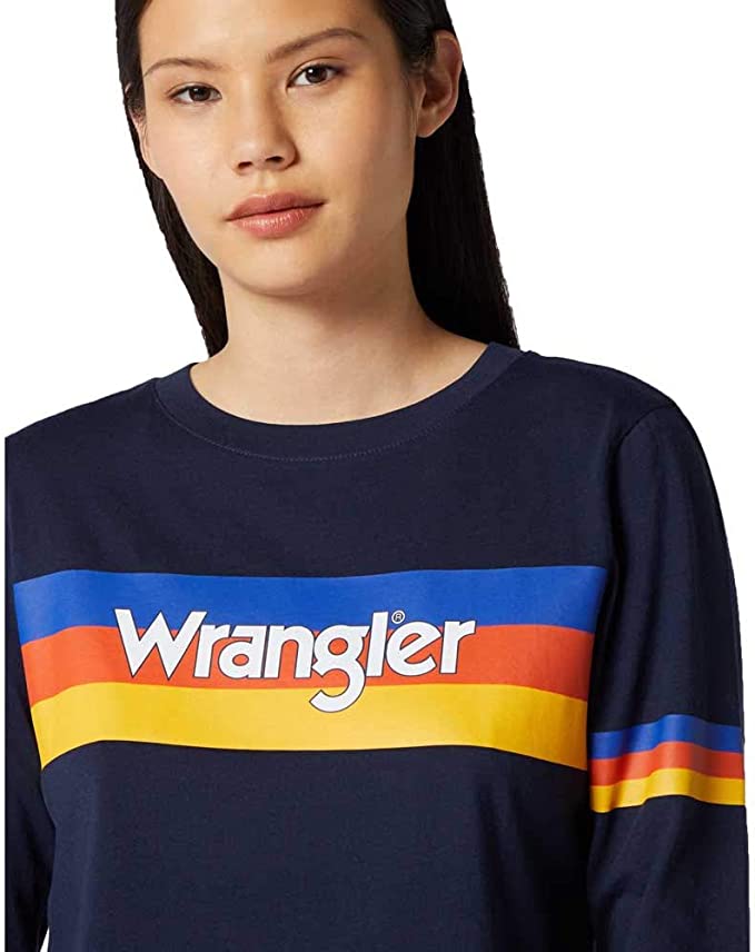 WRANGLER RAINBOW TEE DAMSKA KOSZULKA Z DŁUGIM RĘKAWEM LONGSLEEVE NAVY W7P9EV114