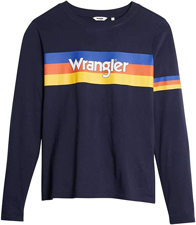 WRANGLER RAINBOW TEE DAMSKA KOSZULKA Z DŁUGIM RĘKAWEM LONGSLEEVE NAVY W7P9EV114