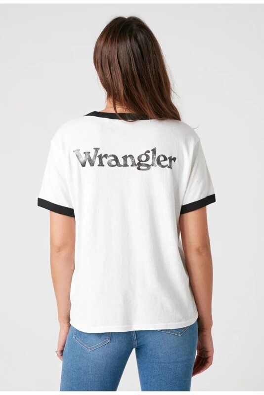 WRANGLER RELAXED RINGER DAMSKI T-SHIRT FADED BLACK W7S0DRXV6