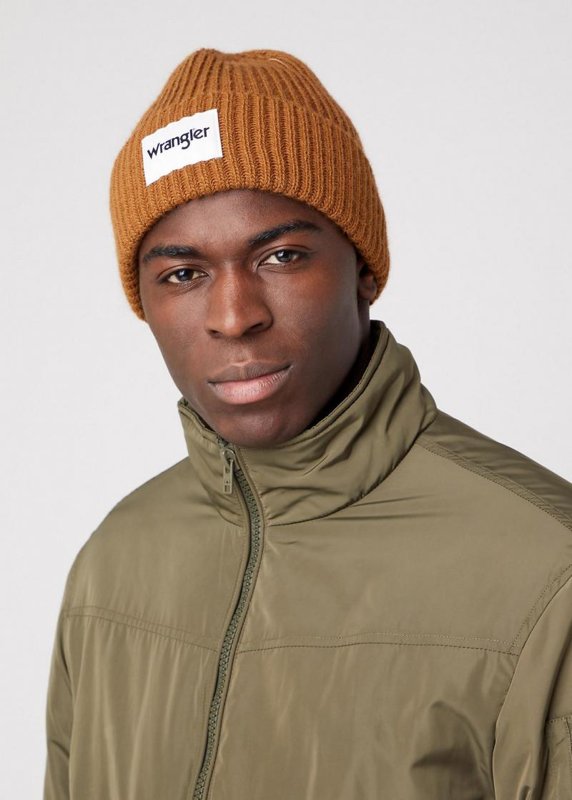 WRANGLER RIB BEANIE MĘSKA CZAPKA ZIMOWA LOGO NUTMEG W0W2UHH02