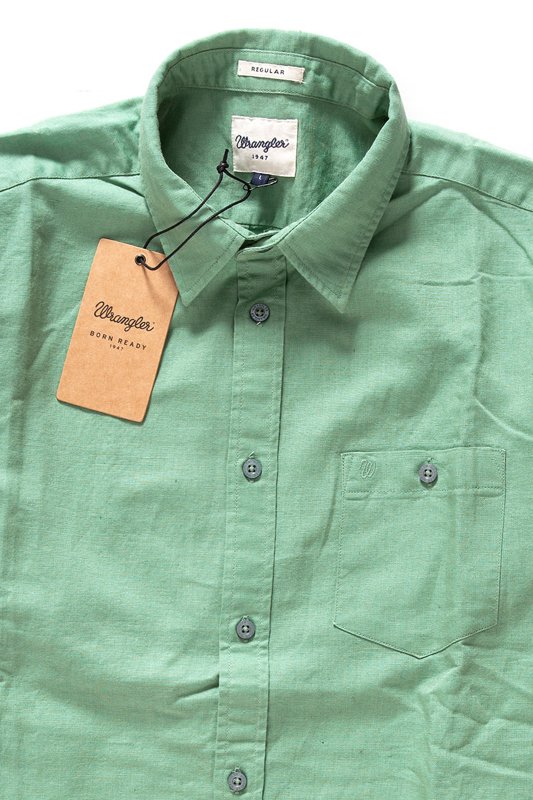 WRANGLER S/S 1 PKT SHIRT BERYL GREEN W5860LOS4