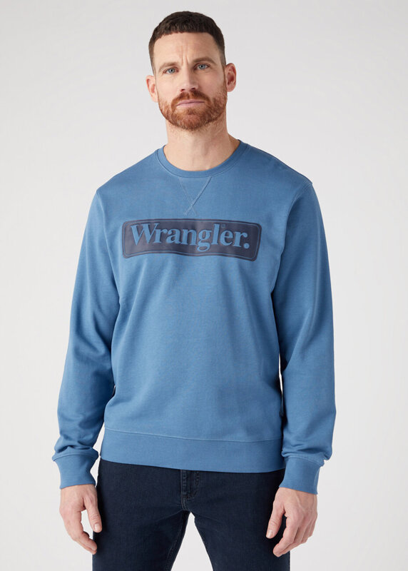 WRANGLER SEASONAL CREW MĘSKA BLUZA NIEROZPINANA LOGO CAPTAINS BLUE 112341198