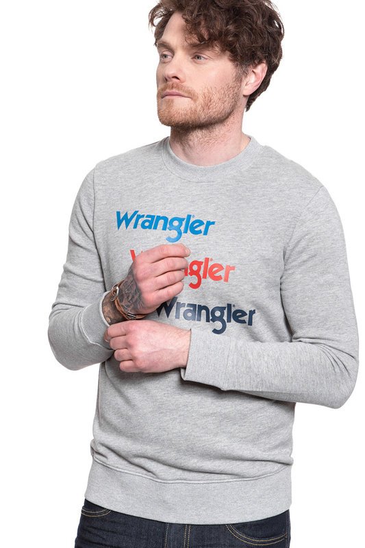 WRANGLER SEASONAL LOGO SWEAT MID GREY MEL W6A5HAX37