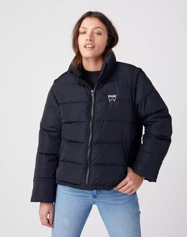 WRANGLER SHORT PUFFER DAMSKA KURTKA PRZEJŚCIOWA BLACK W4R9YJ100