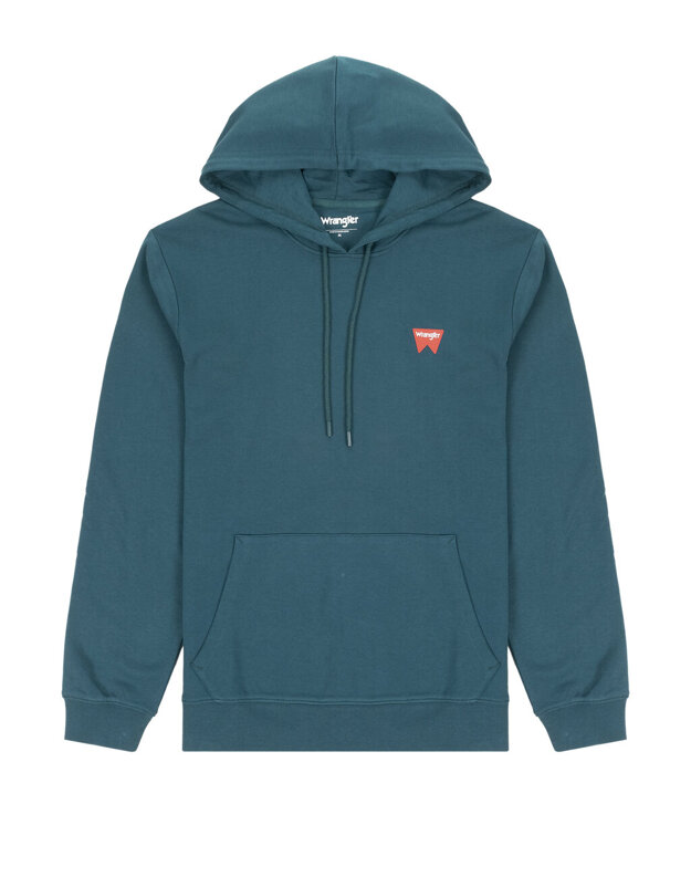 WRANGLER SIGN OFF HOODIE MĘSKA BLUZA Z KAPTUREM NIEROZPINANA DEEP TEAL W651I3G03