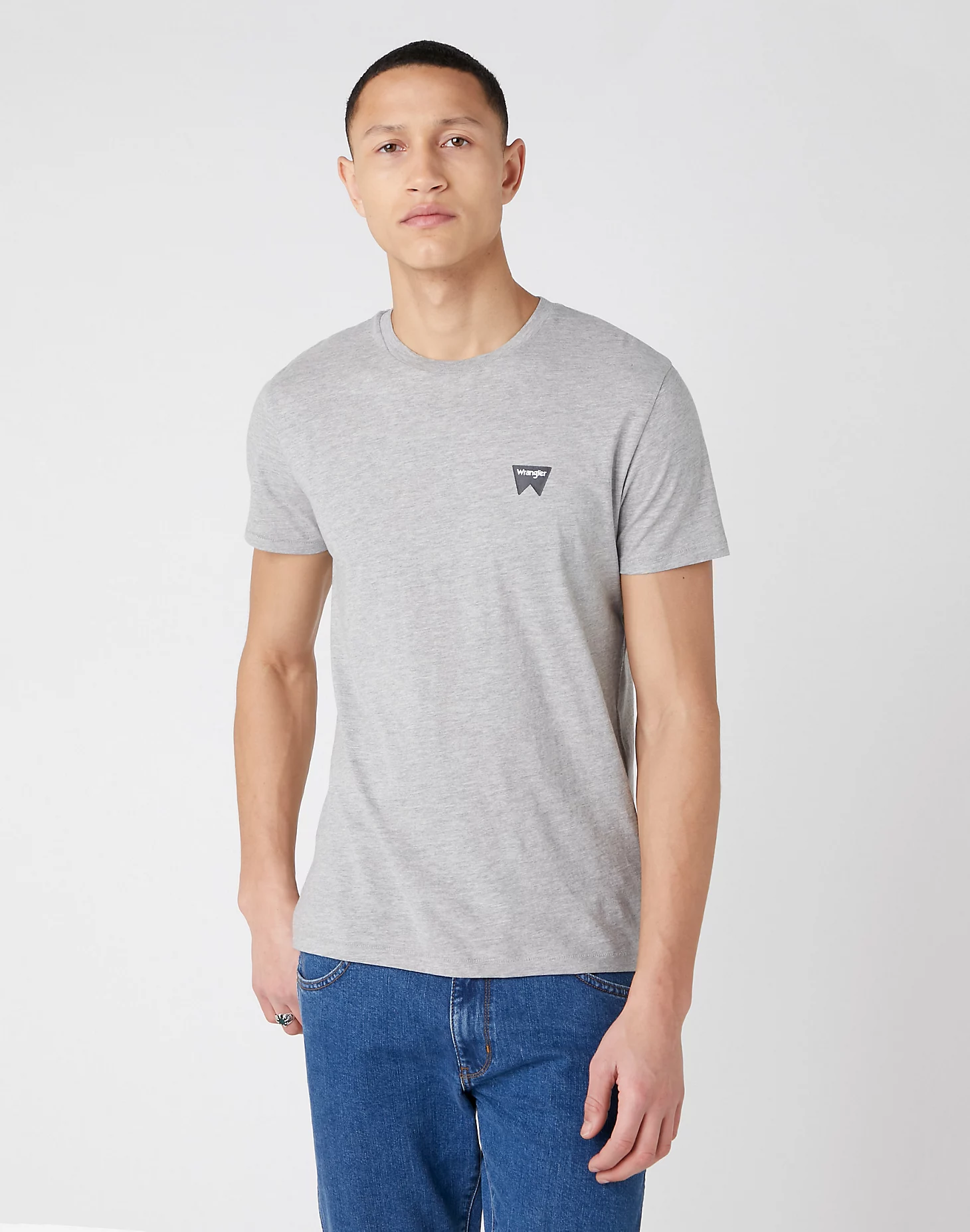 WRANGLER SIGN OFF TEE MĘSKI T-SHIRT KOSZULKA MID GREY MEL W7C07D337