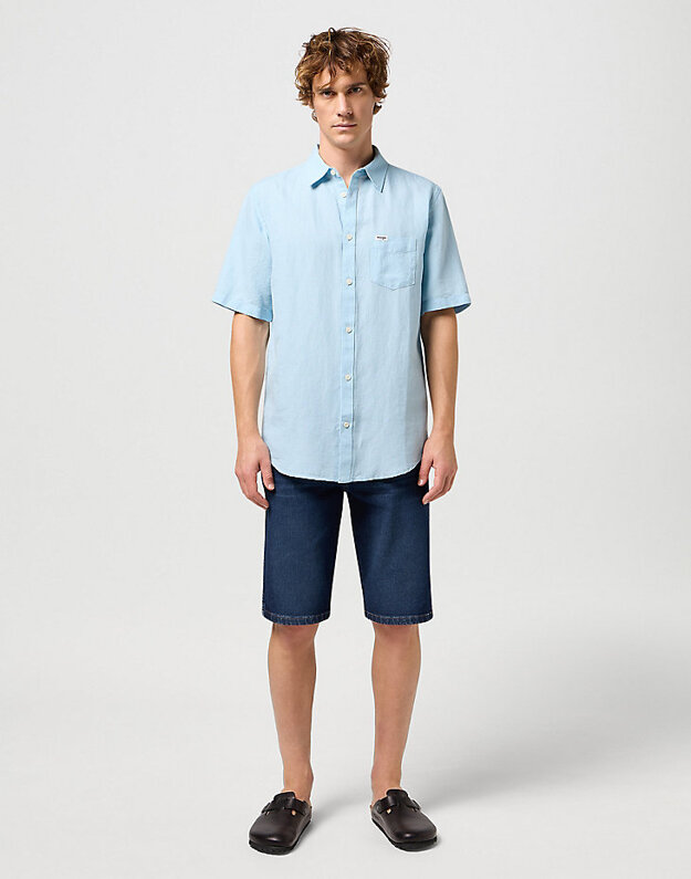 WRANGLER SS 1 PKT SHIRT MĘSKA KOSZULA ELEGANCKA DREAM BLUE 112352188