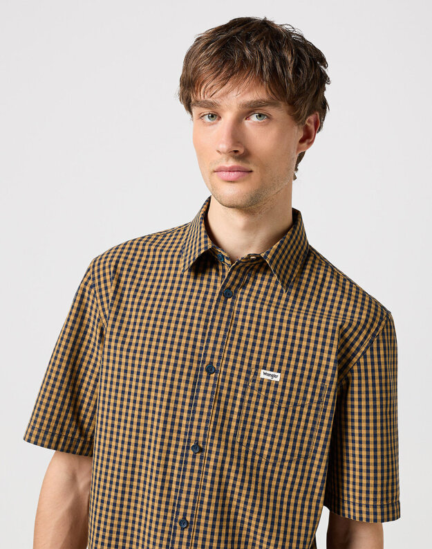 WRANGLER SS 1 PKT SHIRT MĘSKA KOSZULA W KRATĘ DIJON 112350483