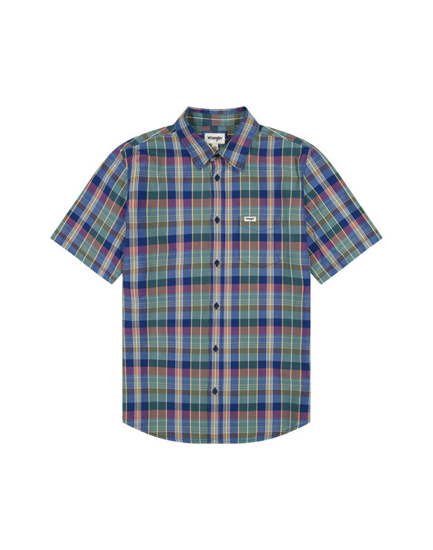 WRANGLER SS 1 PKT SHIRT MĘSKA KOSZULA W KRATĘ KRATA BLUE MADARAS 112350503