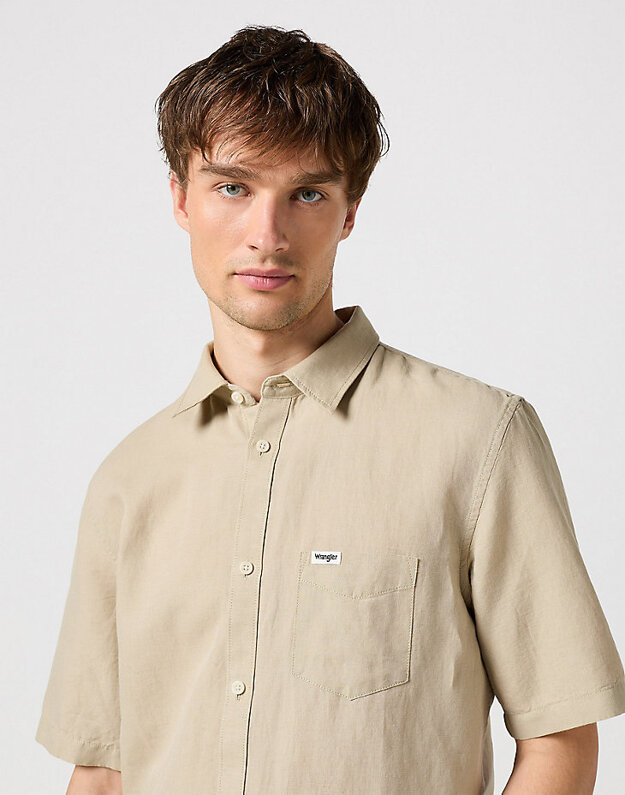 WRANGLER SS 1 PKT SHIRT MĘSKA KOSZULA W KRATĘ KRATA PLAZA TAUPE 112352189