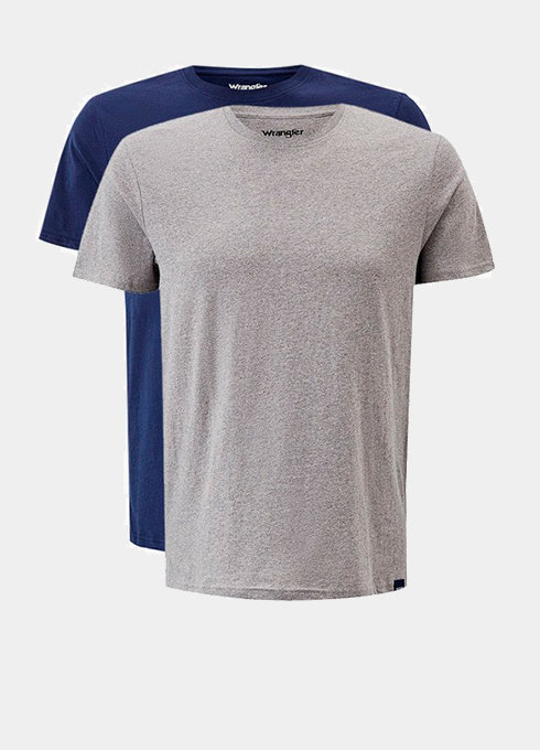 WRANGLER SS 2 PACK TEE MĘSKI T-SHIRT KOSZULKA DWUPAK MID GREY MEL W7BADHX37