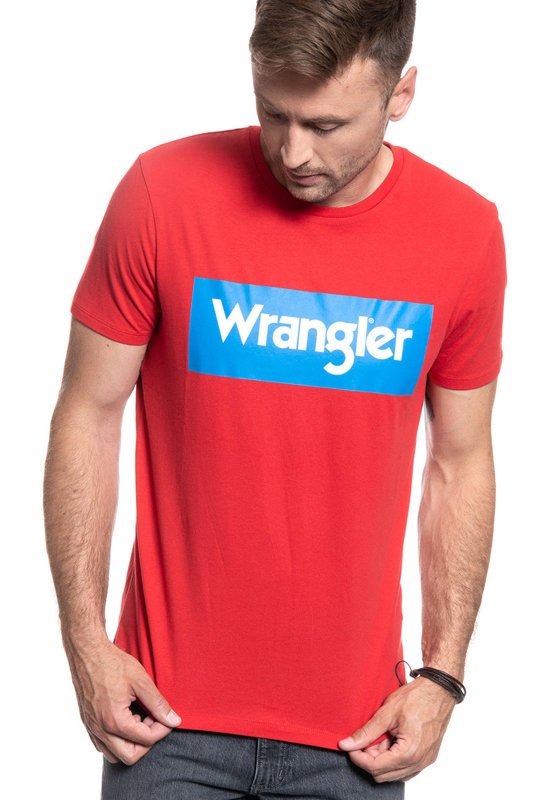 WRANGLER SS LOGO TEE FORMULA RED W742FKXWO