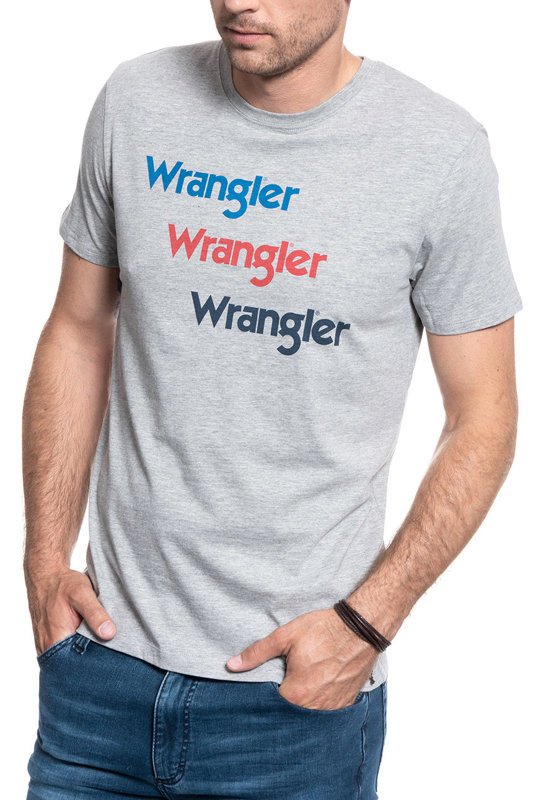 WRANGLER SS REPEAT TEE MID GREY MEL W7D7D3X37