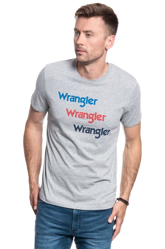 WRANGLER SS REPEAT TEE MID GREY MEL W7D7D3X37