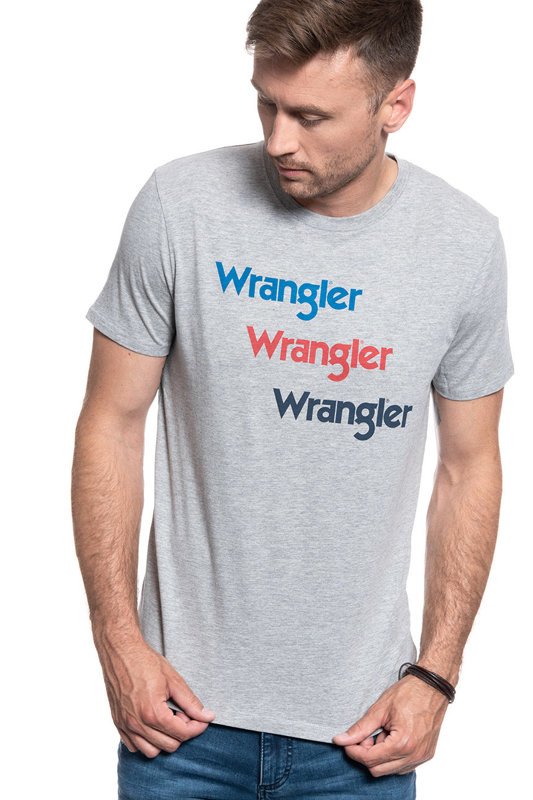 WRANGLER SS REPEAT TEE MID GREY MEL W7D7D3X37