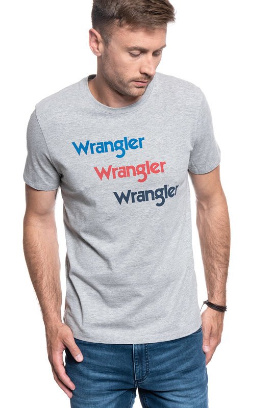 WRANGLER SS REPEAT TEE MID GREY MEL W7D7D3X37